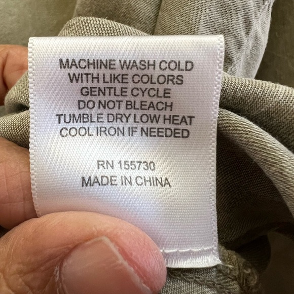 Jane + Delancey Lyocell Utility Button Front Top Green Gray Relaxed 2X - Picture 5 of 5